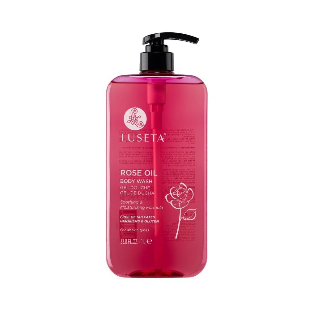 NEW Luseta Rose Oil Body Wash Soothing & Moisturizing Shower Gel Pump 33.8 oz